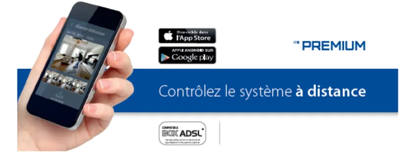 Contrôlez votre alarme à distance depuis l'application mobile, disponible sur App Store et Google Play